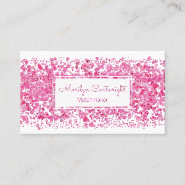 Matchmaker Pink Speckle Business Card (Front)
