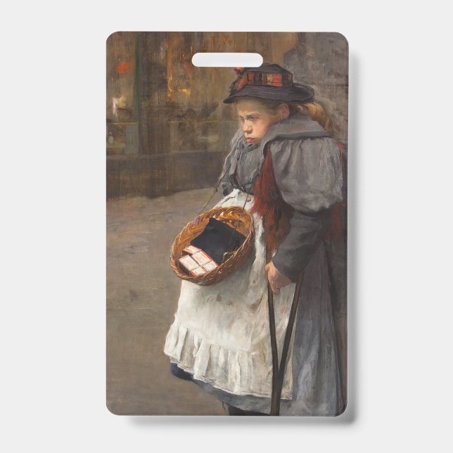 Matchstick Girl Poor Street Urchin Urban Poverty   Badge (Front)