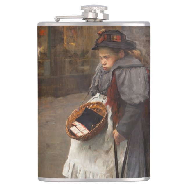 Matchstick Girl Poor Street Urchin Urban Poverty   Flask (Front)