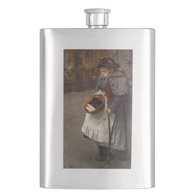 Matchstick Girl Poor Street Urchin Urban Poverty   Flask (Front)