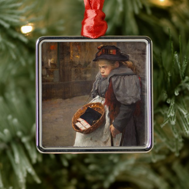 Matchstick Girl Poor Street Urchin Urban Poverty   Metal Ornament (Tree)