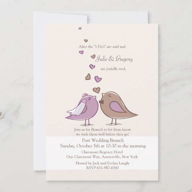 Mated Post Wedding Lavender Brunch Invitation (Front)