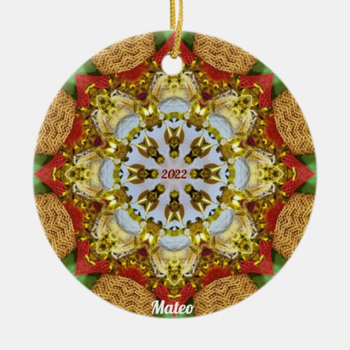 MATEO  CHRISTMAS Red Green Yellow 2022  Ceramic Ornament