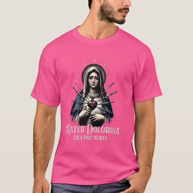 Mater Dolorosa Our Lady of Sorrows Virgin Mary Cat T-Shirt (Front)