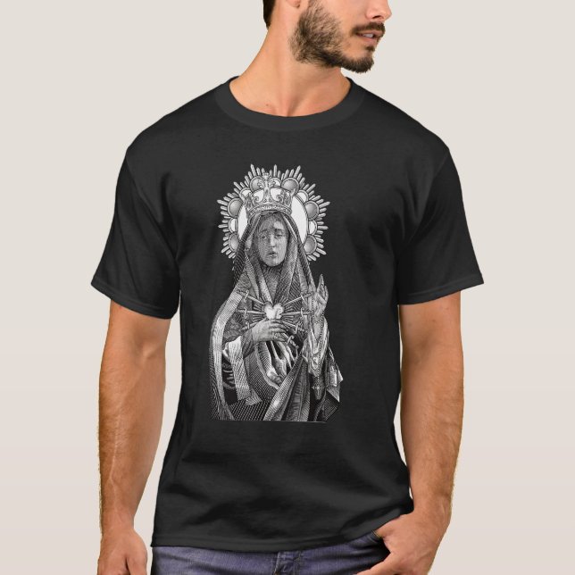 Mater Dolorosa Our Lady of Sorrows Virgin Mary Cat T-Shirt (Front)