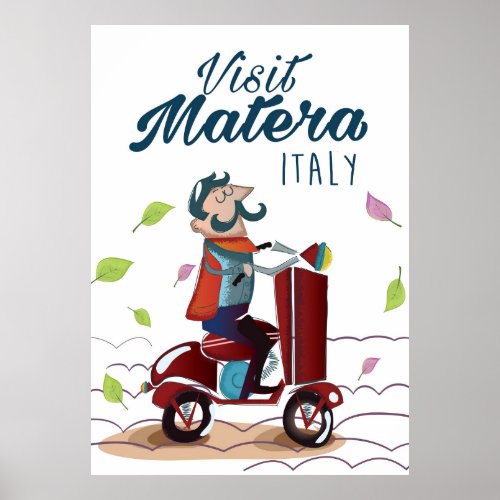 Matera Italy Cartoon Scooter travel print