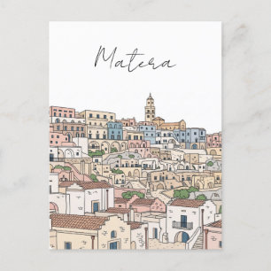 Matera Italy Travel Illustration Postcard