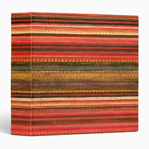 Material Textile Stripes Red Orange and Green 3 Ring Binder