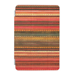 Material Textile Stripes Red Orange and Green iPad Mini Cover