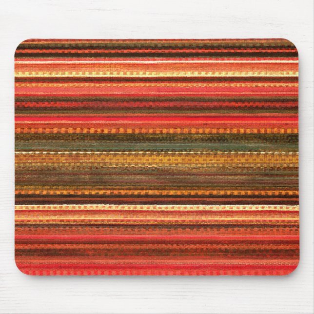 Material Textile Stripes Red Orange and Green Mouse Pad (Front)