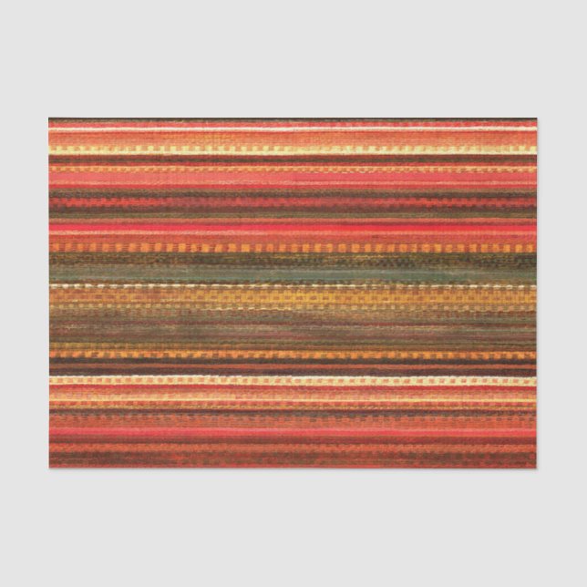Material Textile Stripes Red Orange and Green Tissue Paper (Front)
