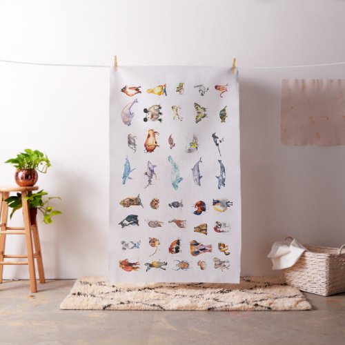 material with hand painted animals fabric