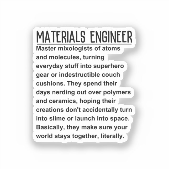 Materials engineer sticker (Front)