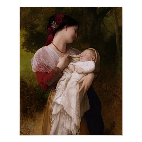Maternal Admiration by William Adolphe Bouguereau Poster