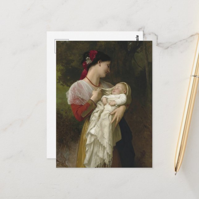 Maternal Admiration by William Bouguereau Postcard (Front/Back In Situ)