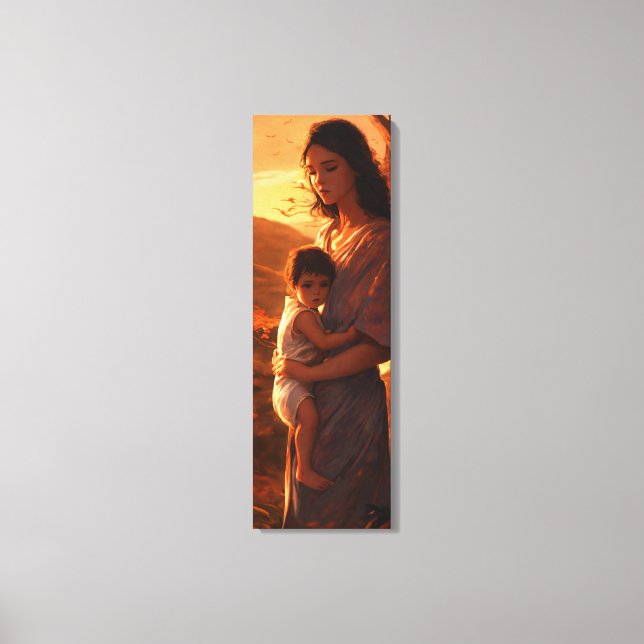 Maternal Bonds: Digital Art Stretched Canvas Print (Front)