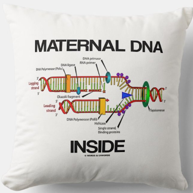 Maternal DNA Inside Genetics DNA Replication Humor Throw Pillow (Throw pillow for anyone with maternal DNA inside & that means you!)