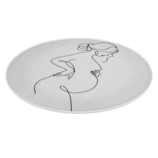 Maternal Elegance: Pregnant Women Line Art Cutting Board (Corner)