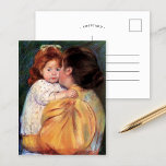 Maternal Kiss | Mary Cassatt Postcard<br><div class="desc">Maternal Kiss (1896) by American impressionist artist Mary Cassatt. Original fine art pastel portrait depicts a mother holding her young daughter and giving her a kiss on the cheek. 

Use the design tools to add custom text or personalize the image.</div>