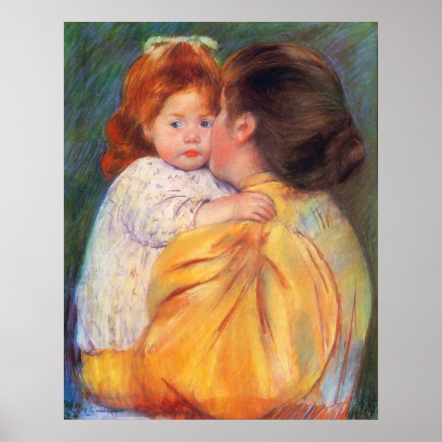 Maternal Kiss, Mary Cassatt Poster (Front)