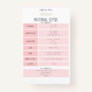 Maternal Sepsis Reference Nurse Badge Card