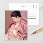 Maternite | Mary Cassatt Postcard<br><div class="desc">Maternite (1890) by American impressionist artist Mary Cassatt. Original artwork is a pastel on paper depicting a portrait of a mother dressed in pink nursing her young baby. 

Use the design tools to add custom text or personalize the image.</div>