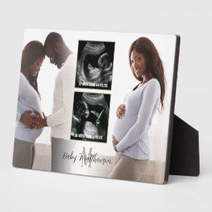 Maternity 4 photos Overlay Monogram Initial  Plaque