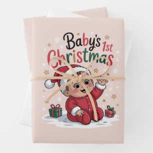 Maternity Baby's 1st Christmas Pregnancy Announce Wrapping Paper Sheets