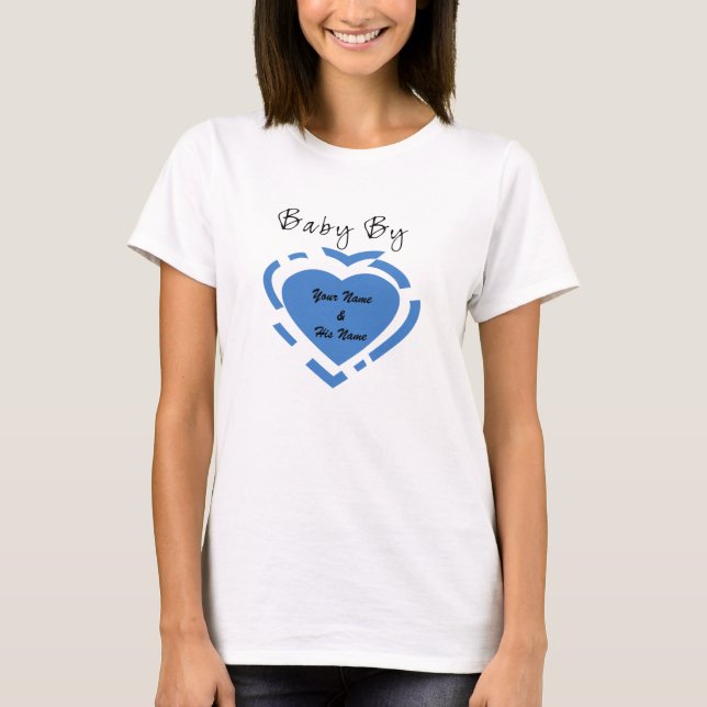 Maternity Blue Heart Customizable T-shirt (Front)
