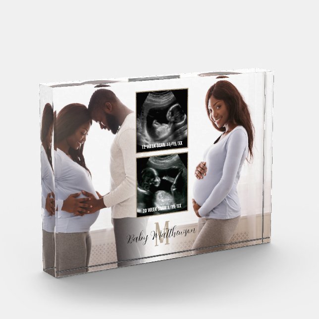 Maternity Keepsake 4 photos Monogram Initial  (Left)