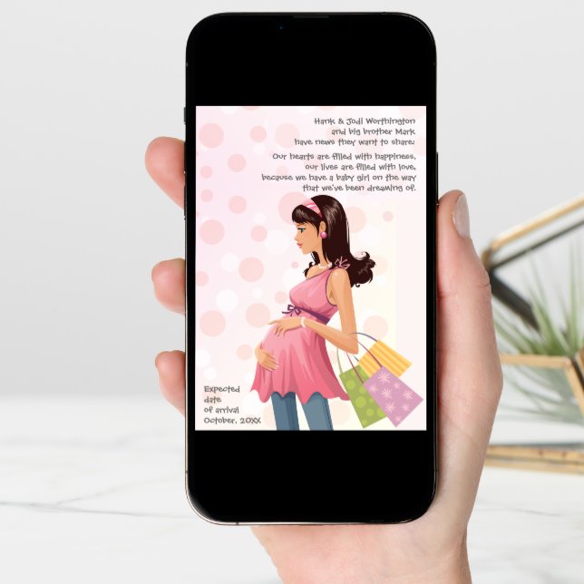 Maternity Mom Pregnancy (Girl) Announcement (Front Digital)