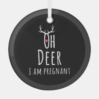 Maternity Pregnancy Pregnant Baby Christmas Deer Glass Ornament