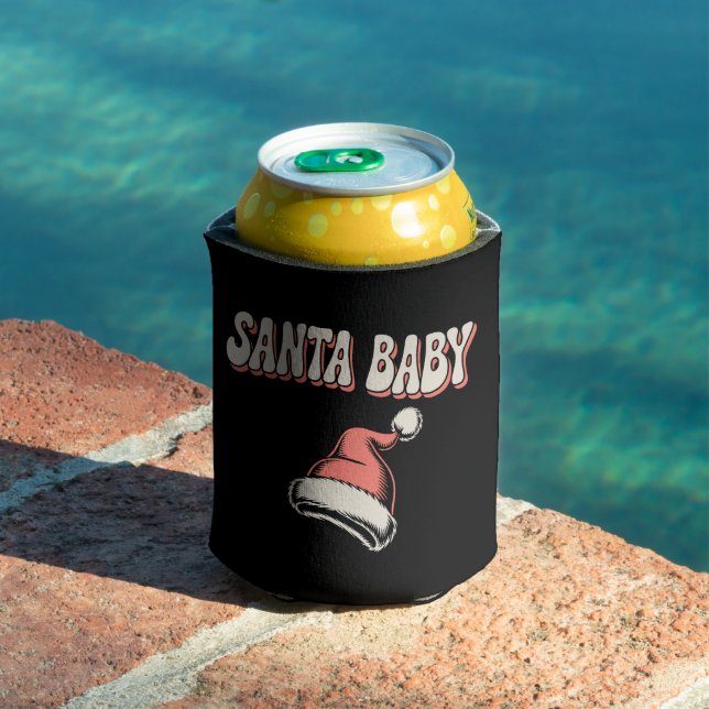 Maternity Santa Baby Mama Pregnancy Announcement Can Cooler (In Situ Pool)