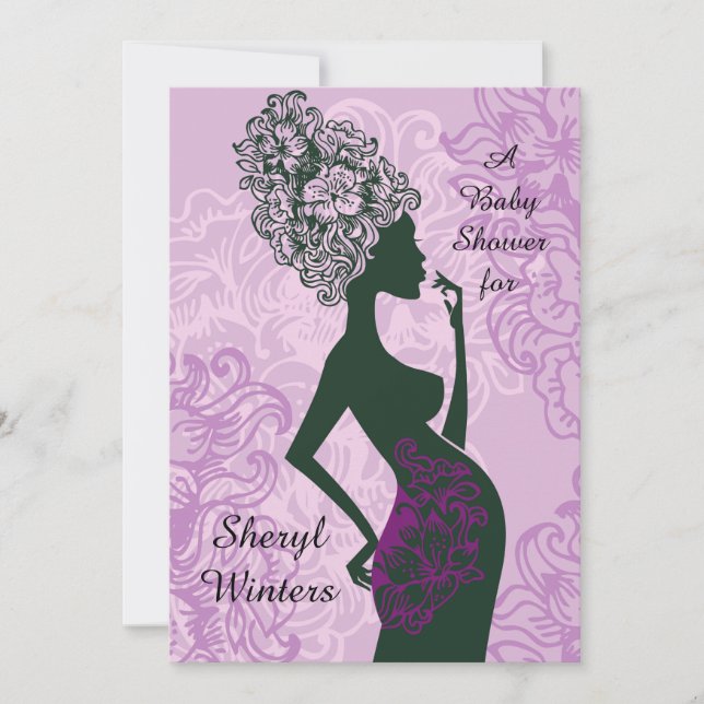 Maternity Silhouette Pink Baby Shower Invitation (Front)