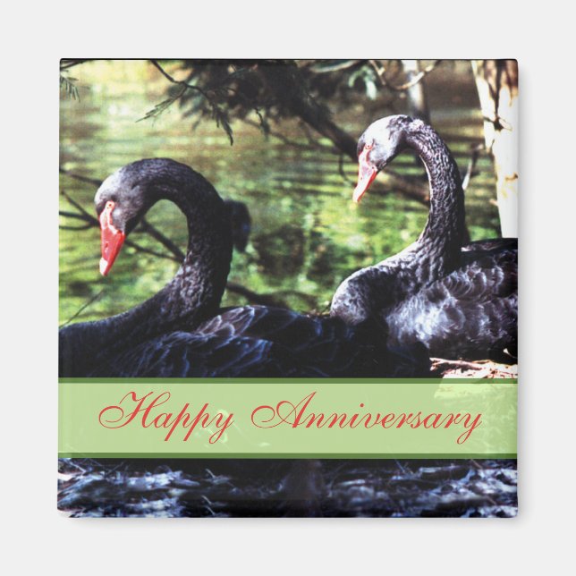 Mates for Life Black Swans Anniversary Magnet (Front)