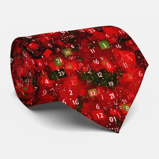 Math Abstract Christmas Red Green Neck Tie (Rolled)