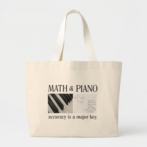 math and piano major key large tote bag