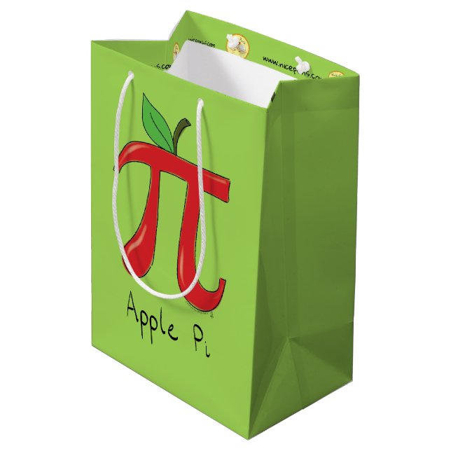 Math Apple Pi Symbol Teacher Cute Cartoon Medium Gift Bag (Back Angled)