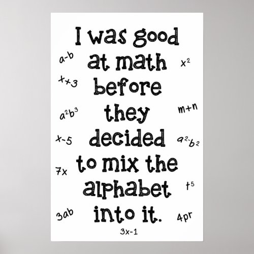 Math before alphabet poster