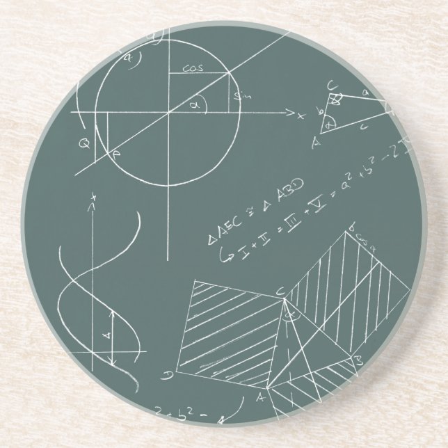 Math blackboard drink coaster (Front)
