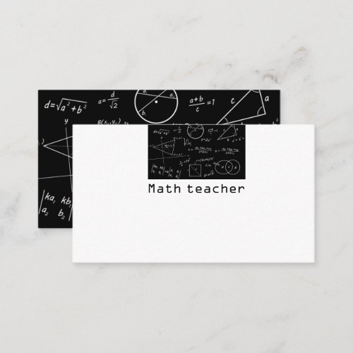 Math blackboard math teacher business card
