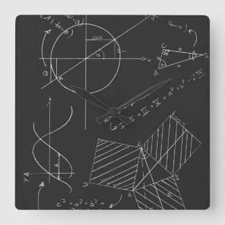 Math blackboard square wall clock
