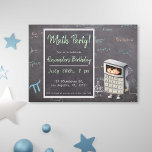 Math Blackboard with Equations Calculator Birthday Invitation<br><div class="desc">Cute birthday invitation for math lovers, either kids or grown ups, this unique math invite is perfect for the occasion. The background is gray, trying to simulate a blackboard and on top there is a lot of math equations, symbols and formulas in different colors. All handwritten, trying to make it...</div>