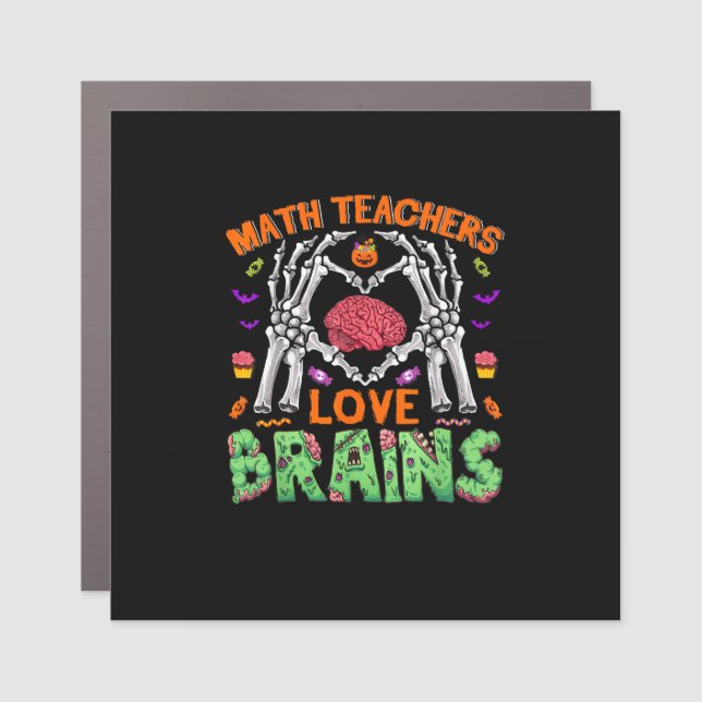 Math Brain Heart Skeleton Hand Zombie Halloween Car Magnet (Front)