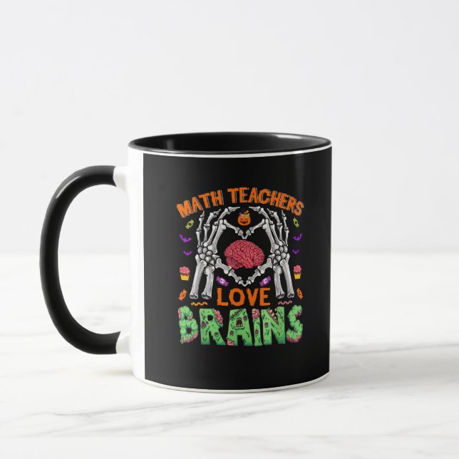 Math Brain Heart Skeleton Hand Zombie Halloween Mug (Left)