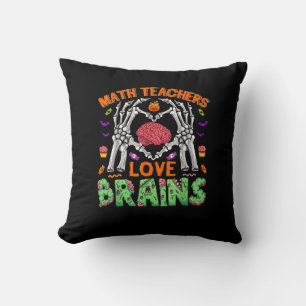 Math Brain Heart Skeleton Hand Zombie Halloween Throw Pillow