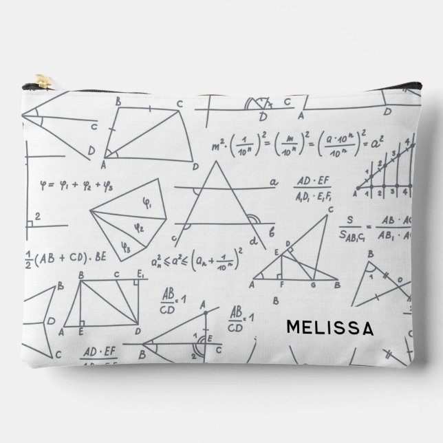Math Calculations and Shapes Personalized Accessory Pouch (Front)