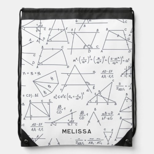Math Calculations and Shapes Personalized Cute Drawstring Bag