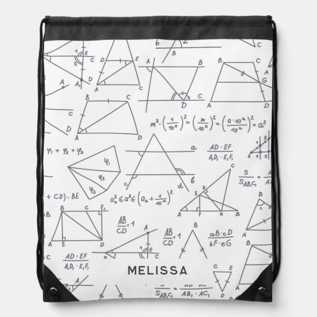 Math Calculations and Shapes Personalized Cute Drawstring Bag (Front)