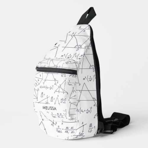 Math Calculations and Shapes Personalized Name Sling Bag